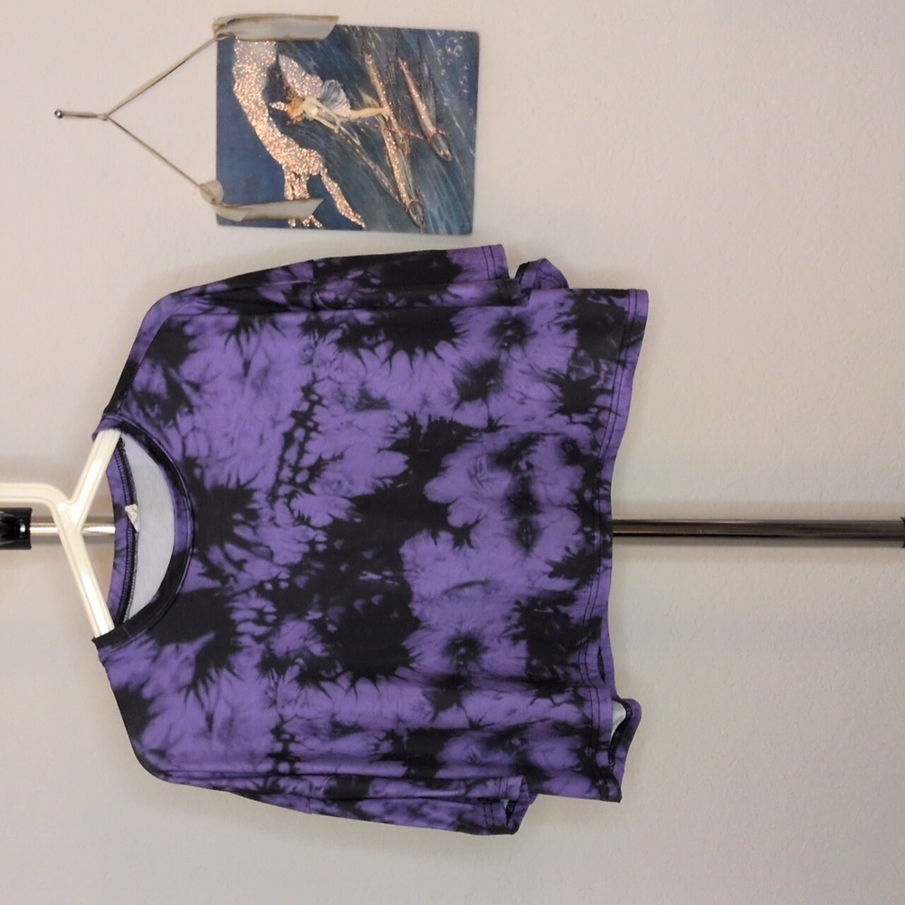 Purple And Black Tie Dye Crop Top